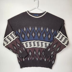 Vtg 90s Eclectic Sweater Mens XL Southwestern Aztec Boho Navajo‎ Knitted Retro